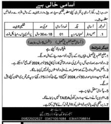 Officer in Charge of Headquarters in Muzaffarabad Position 2024