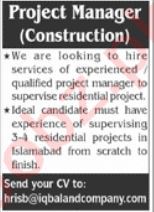 Project Manager Jobs at Iqbal & Co.