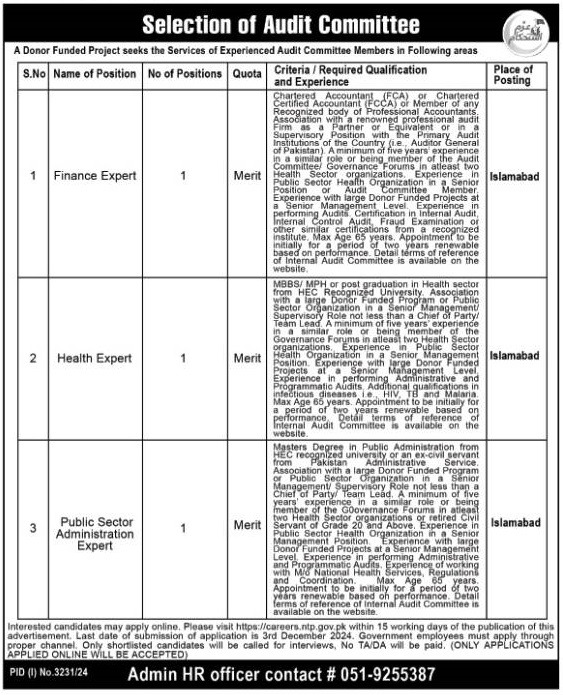 National TB Control Program Jobs 2024 For Finance Expert