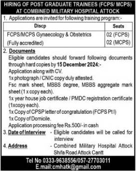 Attock Post Graduate Trainee Program at CMH Hospital 2024