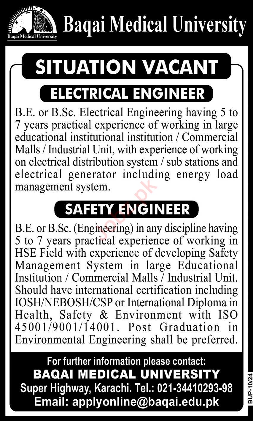 Job Openings at Baqai Medical University