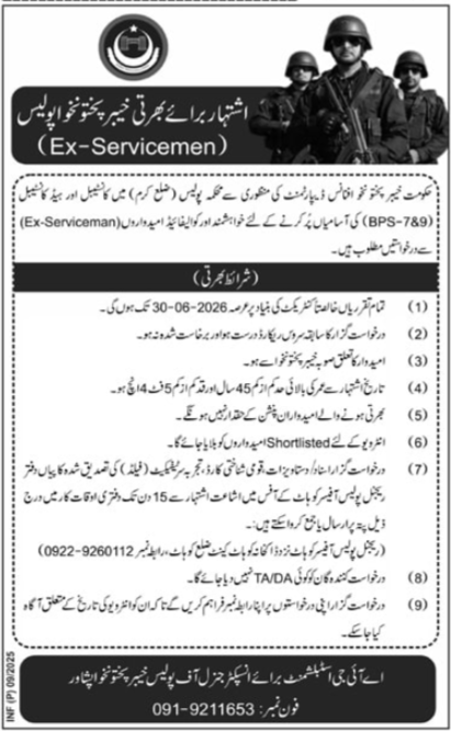 Police Department KPK posting of jobs