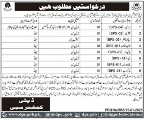 Sibi Deputy Commissioner Office Job Openings 2025