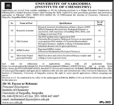 Latest University of Sargodha (UOS) Jobs 2025