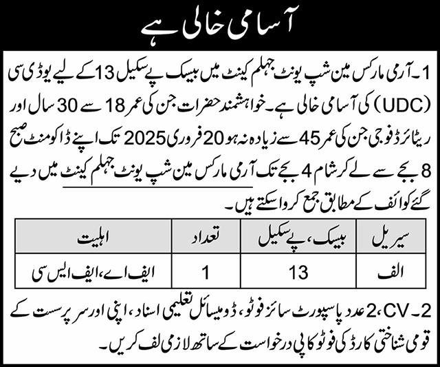 Army Marksman Ship Unit Upper Division Clerk Job