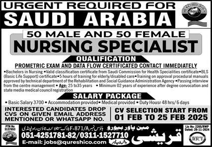 Jobs for Nursing Specialists in Saudi Arabia