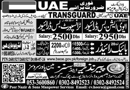 Jobs in the UAE for 2025 for Bike Riders and Aviation Bus Drivers