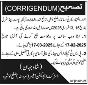 ESED Nowshera Employment News 2025