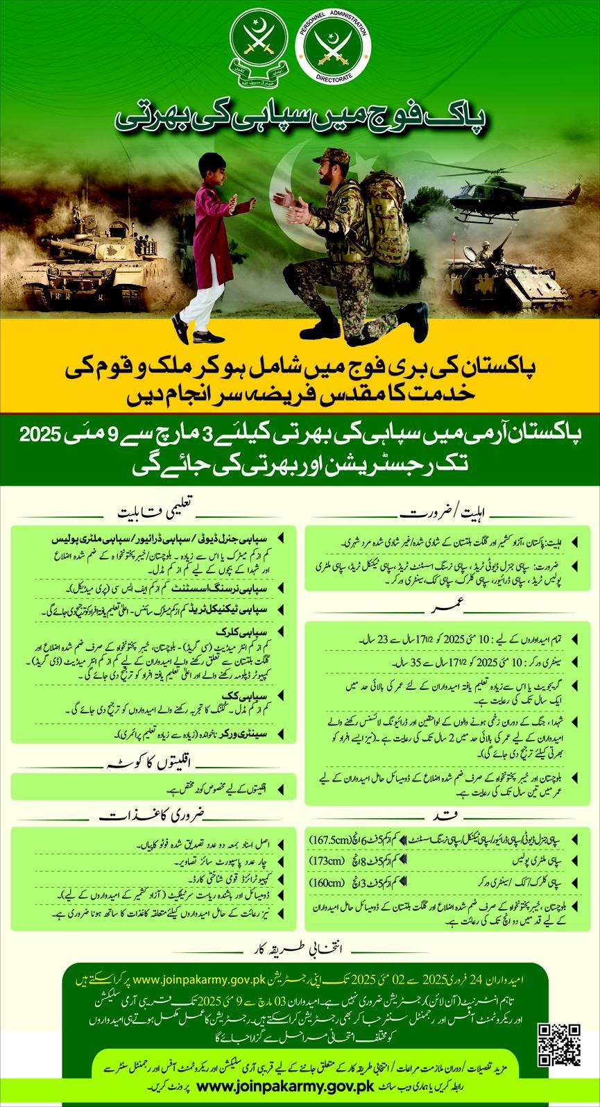 Jobs at the Pakistan Army Sepoy 2025