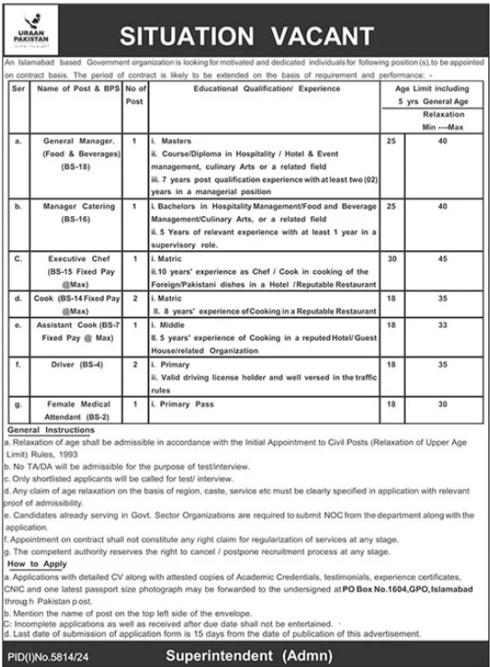 Jobs in Islamabad for General Managers of Food and Beverages